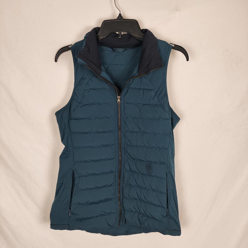 Lululemon Puffer Vest Jacket Womens Small Blue Down Quilted Zip Pockets Hiking